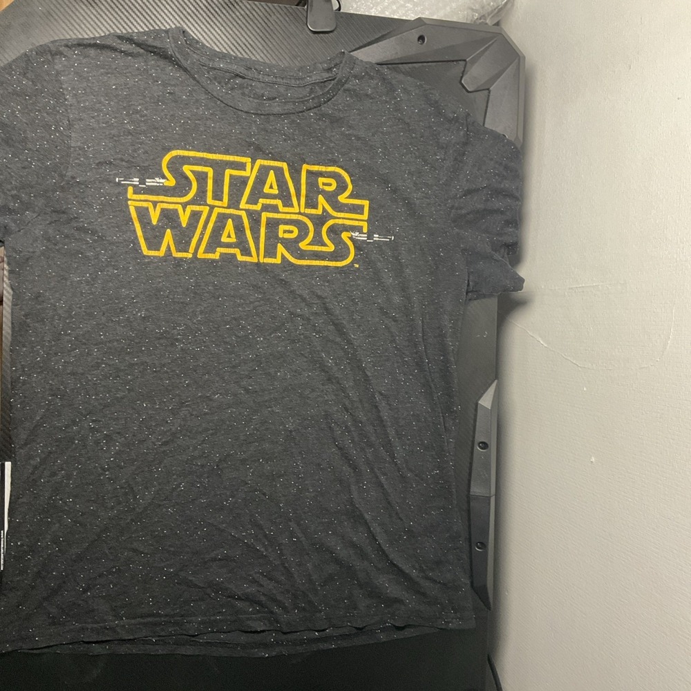 Star Wars Logo Graphic Print Short Sleeve T-Shirt Black Speckled